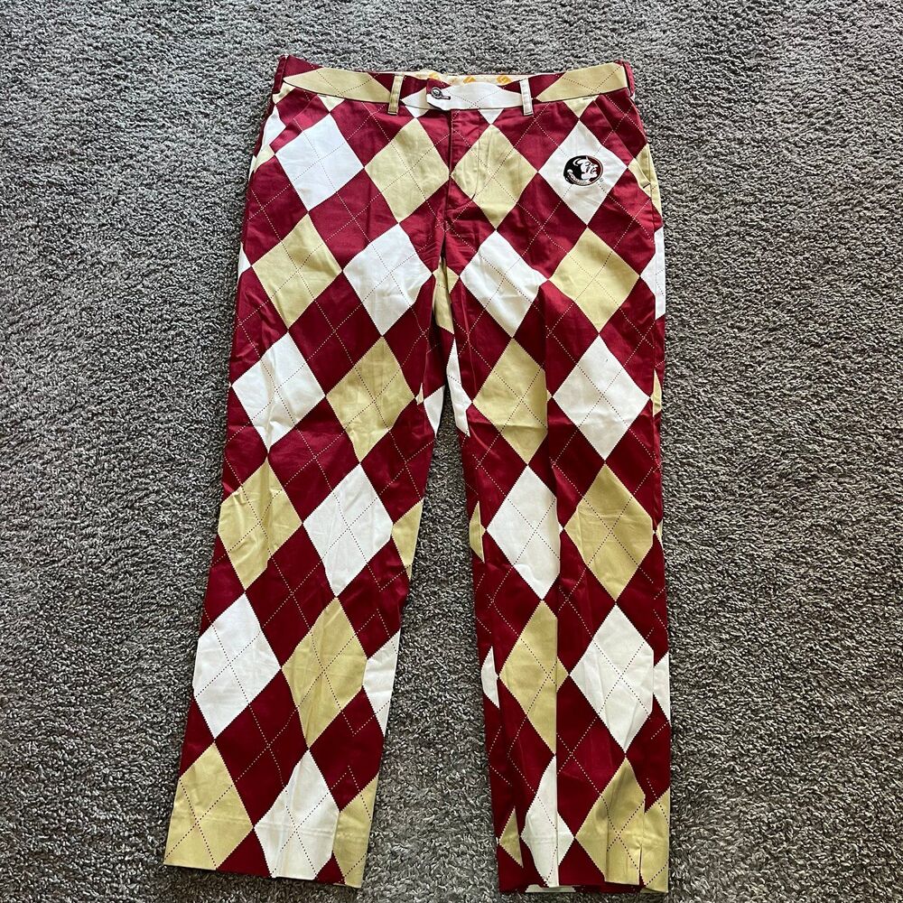 Loudmouth Golf Pants Florida State Seminoles FSU All Over Print Mens 40x32 Chino